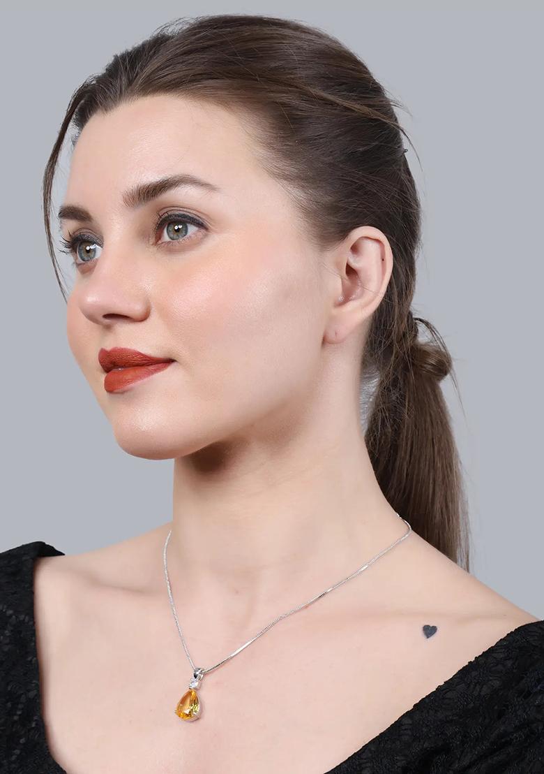 Yellow Drop Pendant Chain For Women