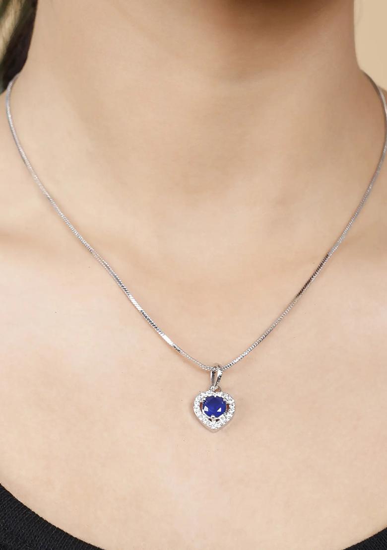 Blue Heart Design Ad Pendant Chain For Women