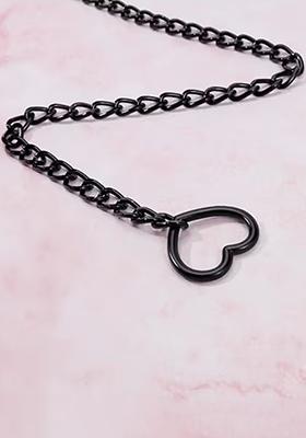 Black Heart In Heart Pendant Chain For Women