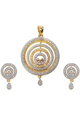 Multi Golden And Silver Round Pendant Chain For Women