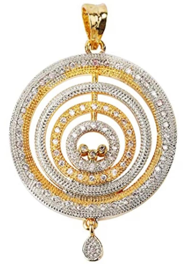 Multi Golden And Silver Round Pendant Chain For Women