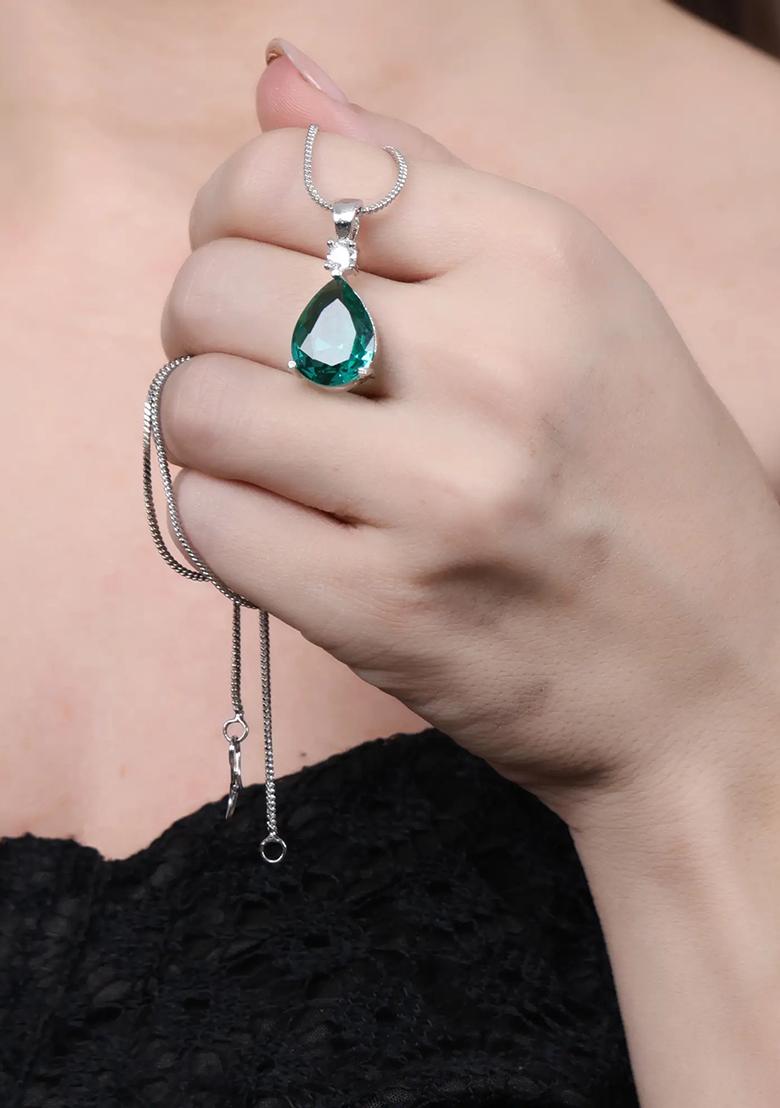 Green Green Drop Pendant Chain For Women