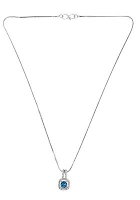 Blue Turquoise Square Ad Pendant Chain For Women