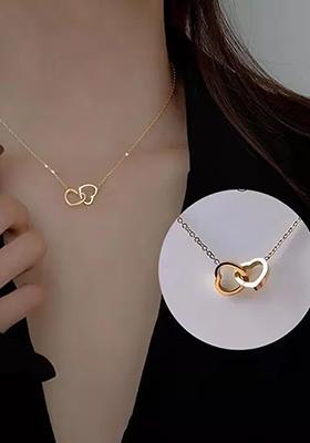 Gold Heart Latkan Design Pendant Chain For Women