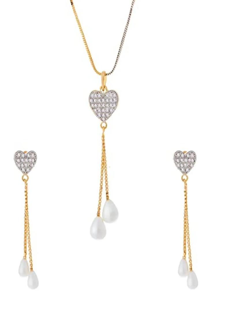 Gold Heart Latkan Design Pendant Chain For Women