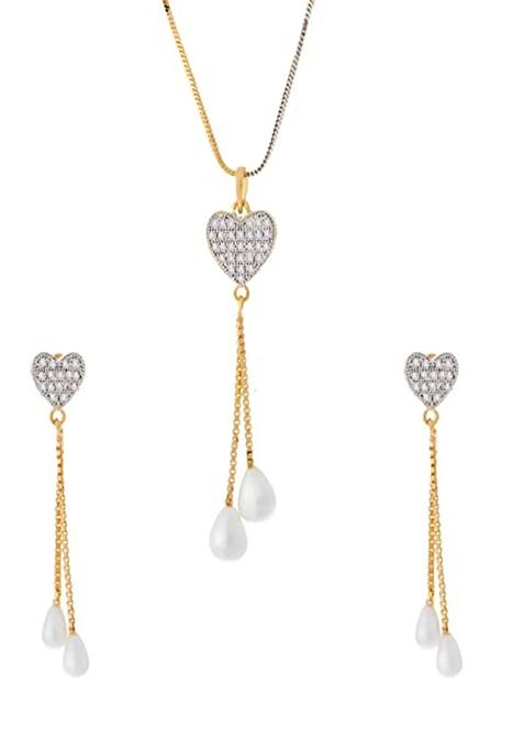 Gold Heart Latkan Design Pendant Chain For Women