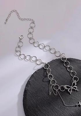 Black Heart And Latkan Design Pendant Chain For Women