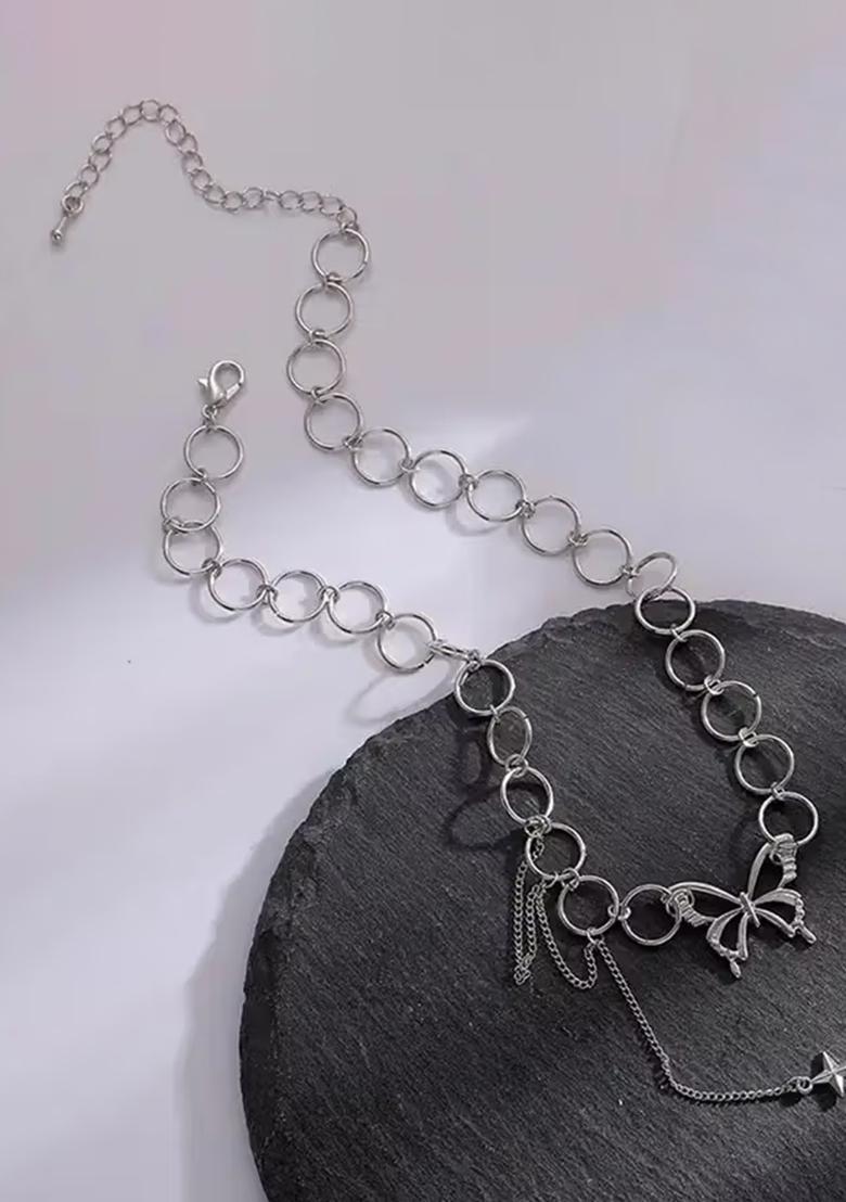 Black Heart And Latkan Design Pendant Chain For Women