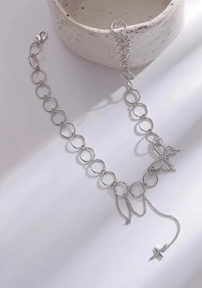 Black Heart And Latkan Design Pendant Chain For Women