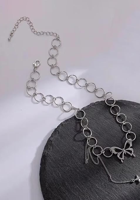 Black Heart And Latkan Design Pendant Chain For Women