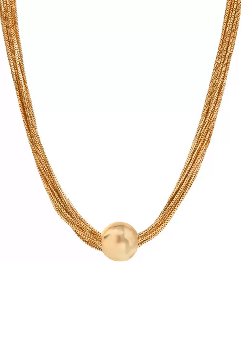 Gold Big Golden Beads Multi Layer Pendant Chain For Women