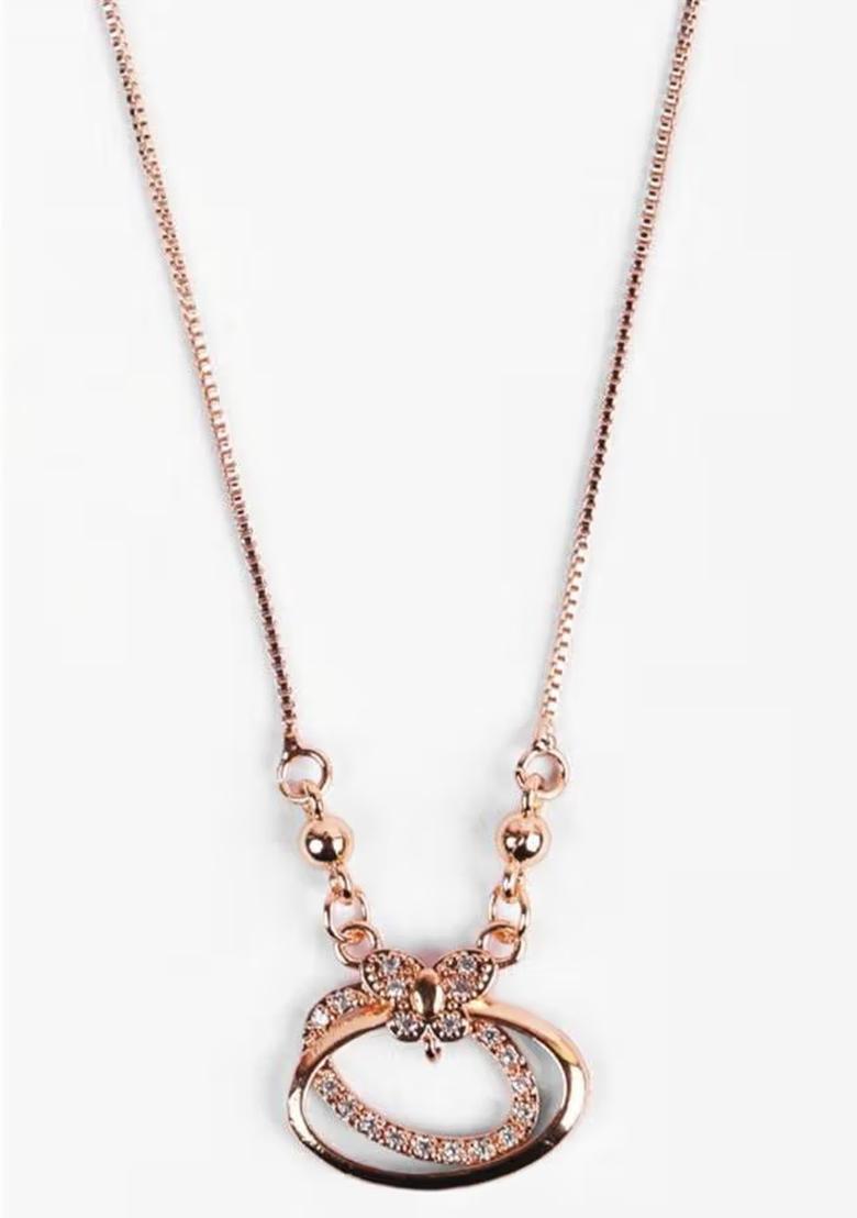 Gold Oval Shape Pendant Chain For Women