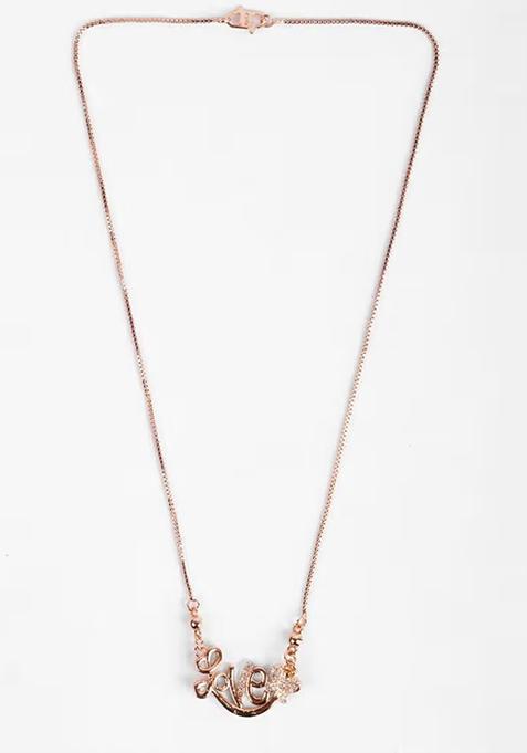 Gold Love Word Design Pendant Chain For Women