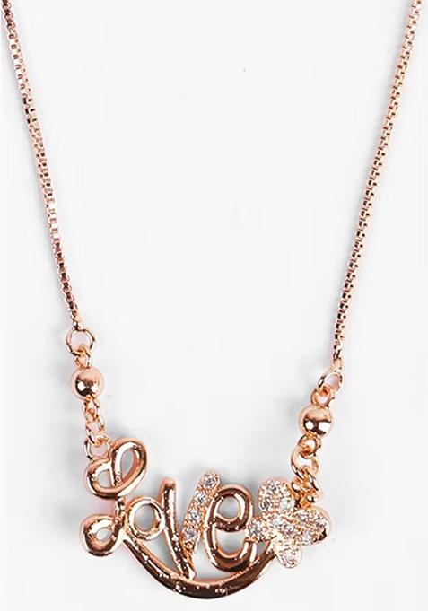 Gold Love Word Design Pendant Chain For Women