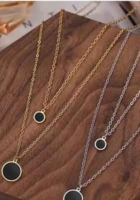Golden And Silver Round Pendant Chain Combo For Women