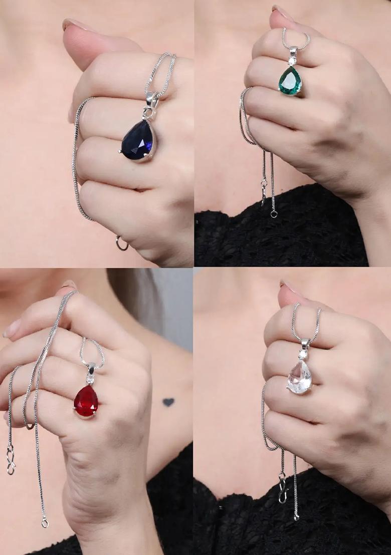 Pink Combo Of Drop Design Pendant Chains For Women