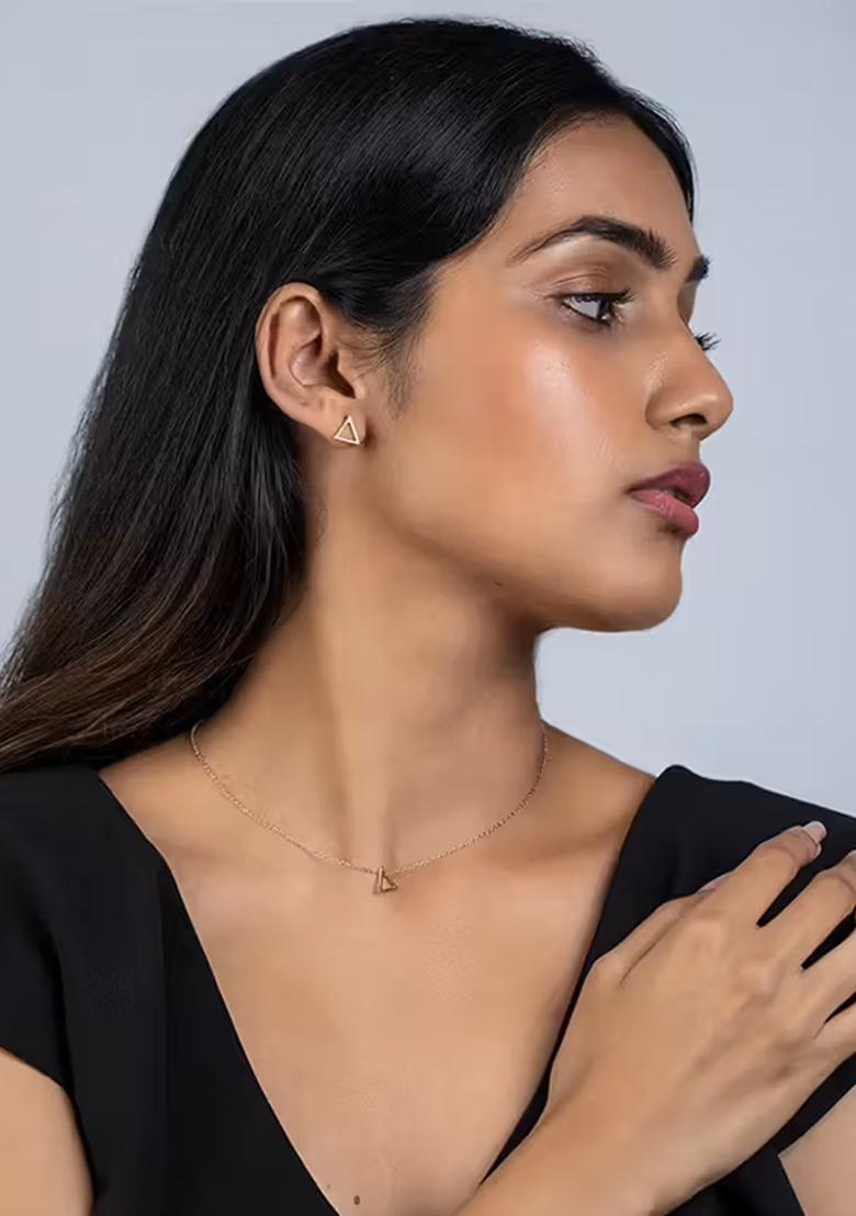 Gold Triangle Shape Pendant Chain For Women