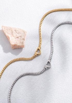 18K Gold Plated Anti Tarnish Thick Chain Heart Necklace, Statement Jewelry