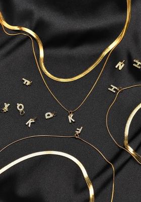 18K Gold Plated Anti Tarnish Initial Letter A Zircon Pendant Layered Necklace