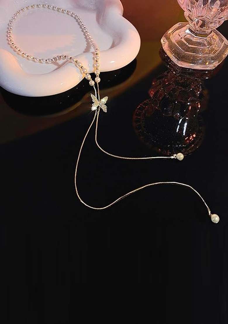Golden Alloy Necklace - Indya