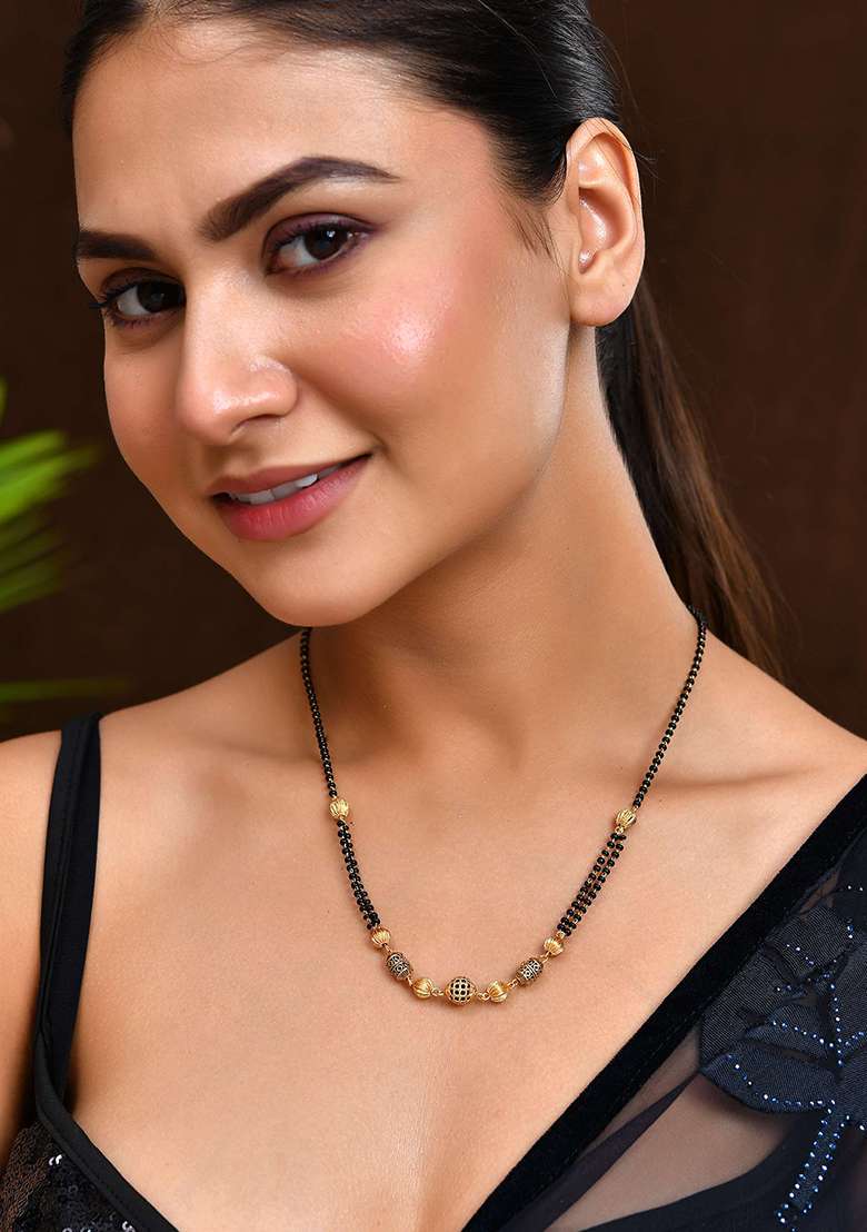 Traditional Gold Bead Mangalsutra With Black Double Chain

 - Indya