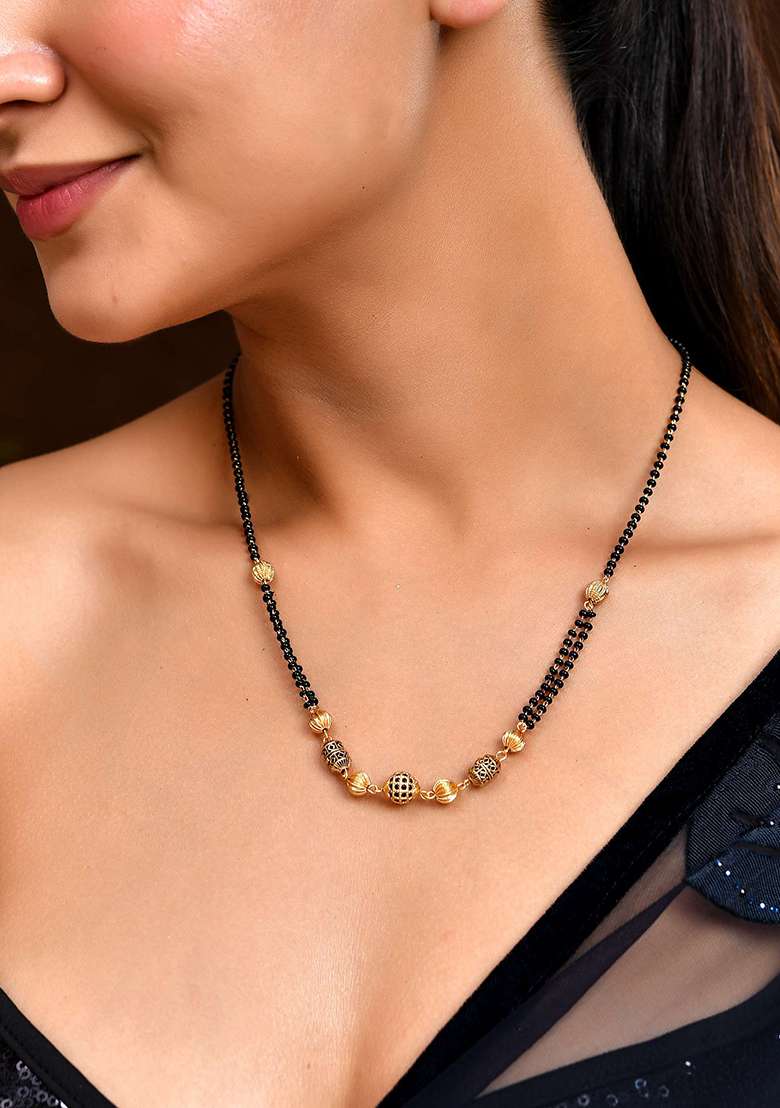 Traditional Gold Bead Mangalsutra With Black Double Chain

 - Indya