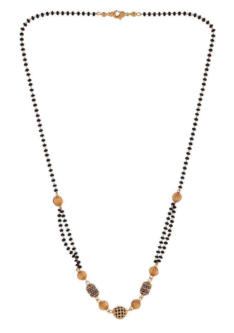 Traditional Gold Bead Mangalsutra With Black Double Chain

 - Indya