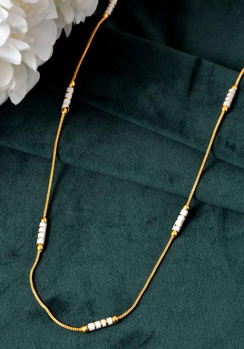 Dual And Tone Cylinder Beads Gold Chain