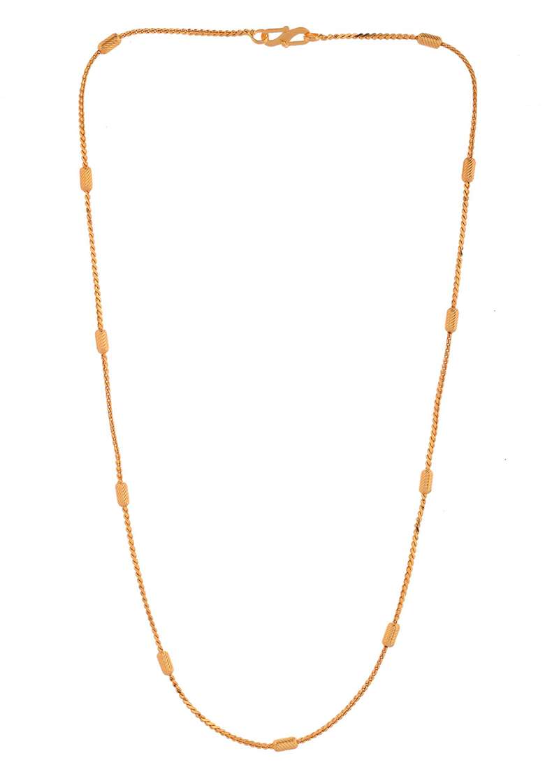Classic Golden Chain With Knurled Cylinder Detailing - Indya