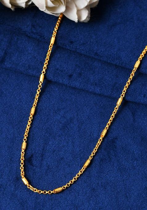Subtle Cylinder And Link Gold Necklace