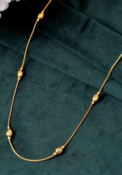 Designer Oval Bead Chain In Gold Finish