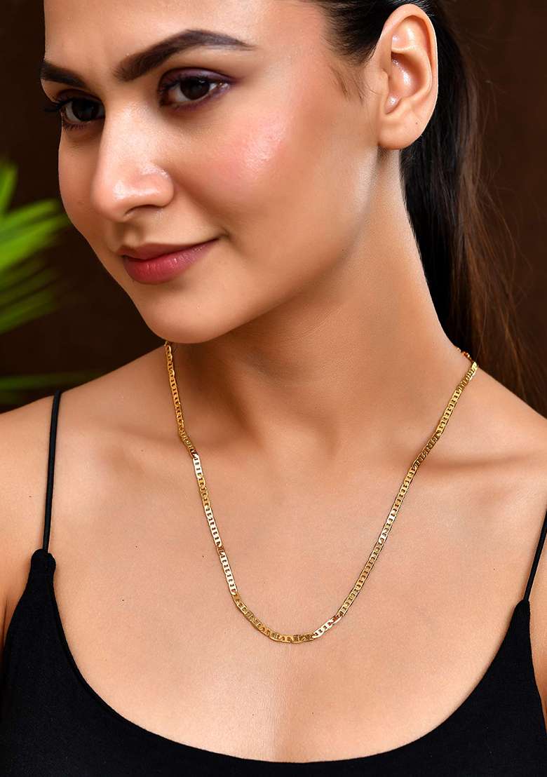 Classic Glossy Gold And Tone Flat Chain For Men And Women

 - Indya