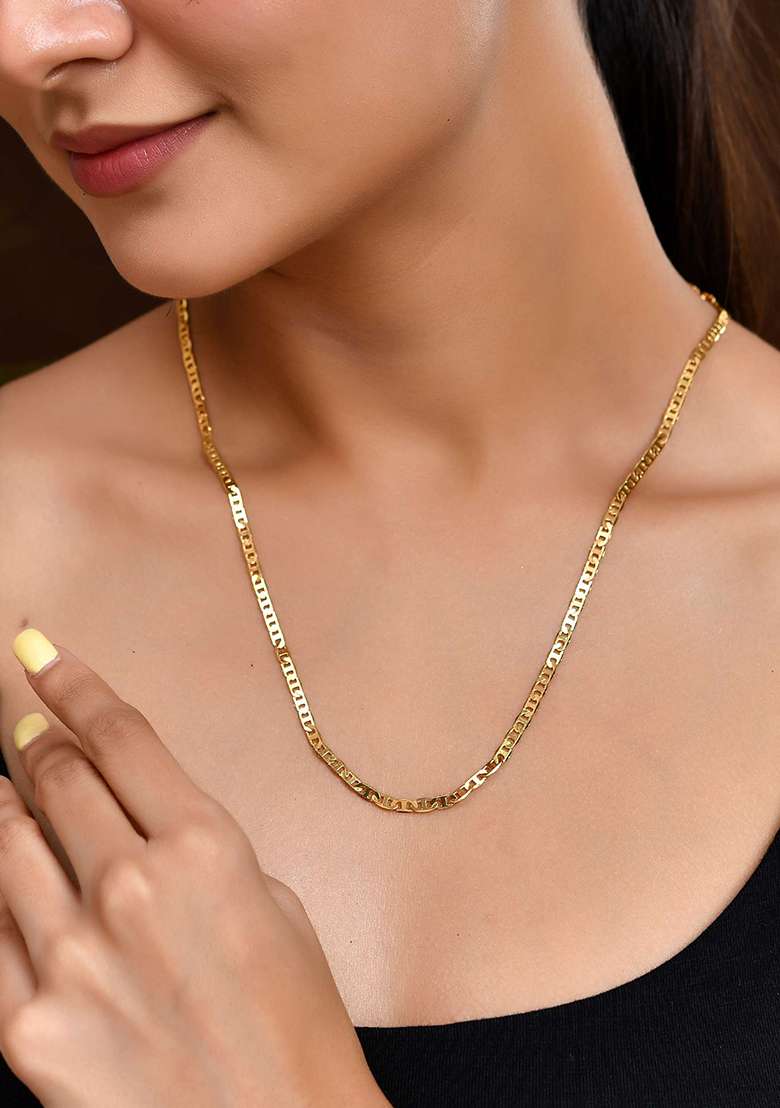 Classic Glossy Gold And Tone Flat Chain For Men And Women

 - Indya