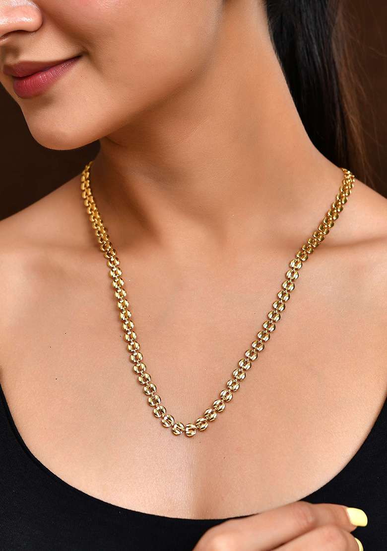 Statement Gold And Plated Chain With Smooth Rounded Beads - Indya