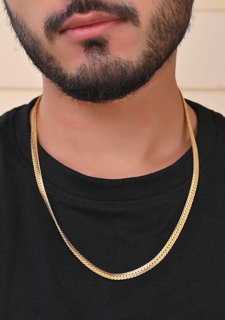 Gold And Plated Flat Snake Chain - Indya