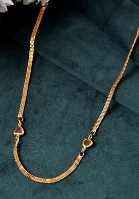 Gold Plated Chain With Purple Heart Charms