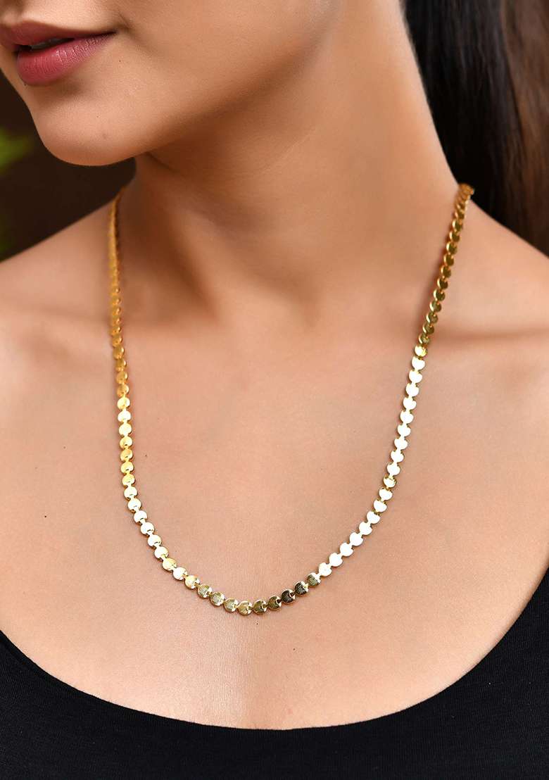 Flat Coin And Link Chain In Gold Finish - Indya