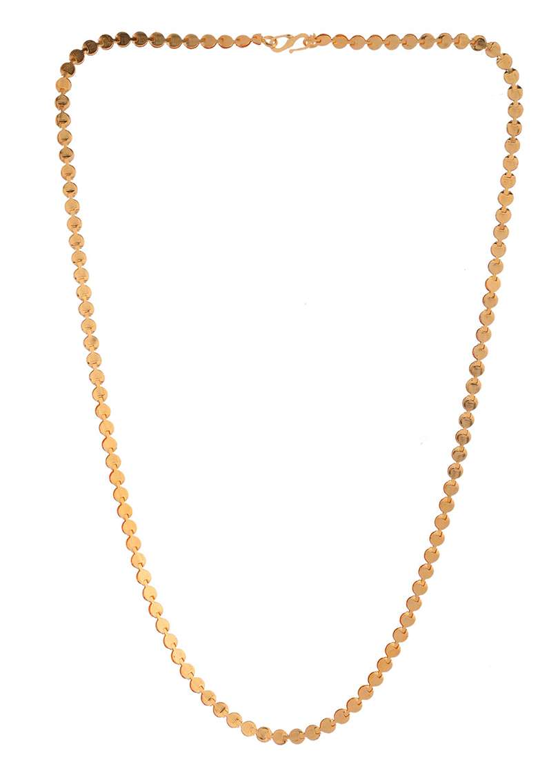 Flat Coin And Link Chain In Gold Finish - Indya