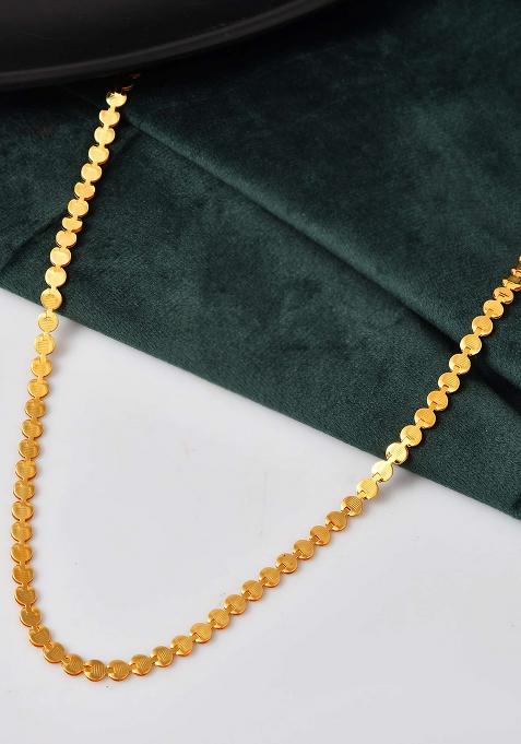 Flat Coin And Link Chain In Gold Finish