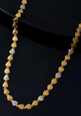Gold And Toned Love Motif Chain With Diamond And Like Detailing