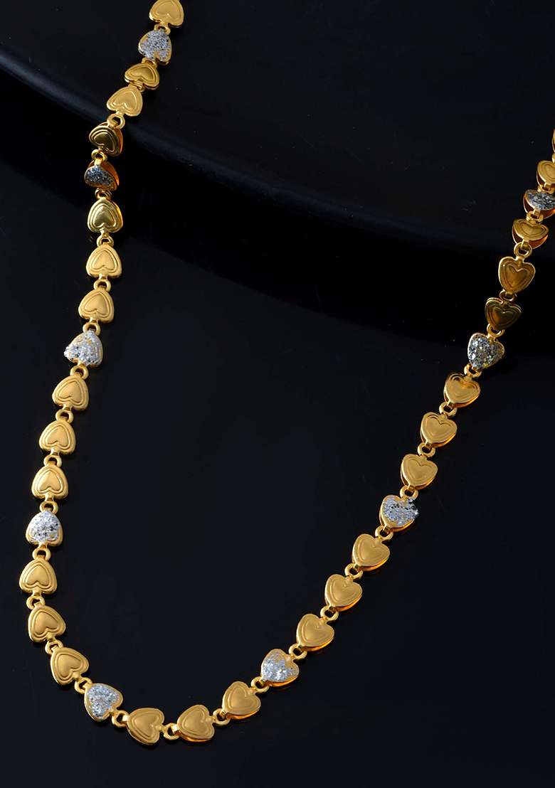 Gold And Toned Love Motif Chain With Diamond And Like Detailing - Indya