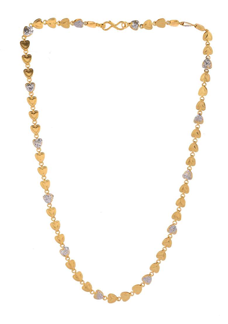 Gold And Toned Love Motif Chain With Diamond And Like Detailing - Indya