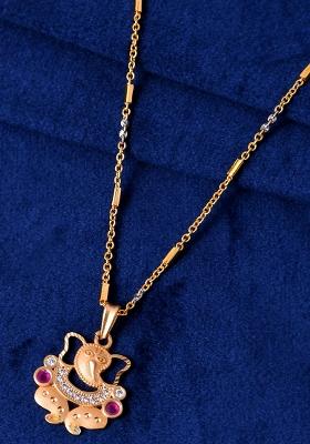 Traditional Gold And Tone Pendant Chain With Ruby Accents

