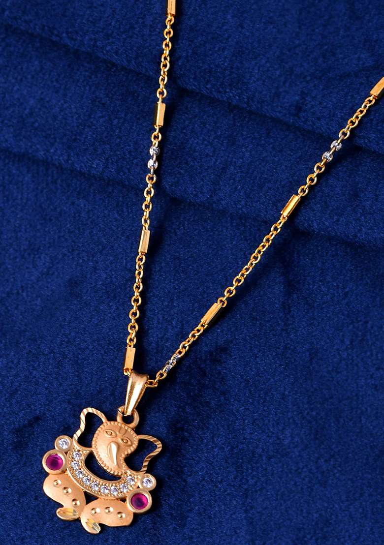 Traditional Gold And Tone Pendant Chain With Ruby Accents

 - Indya