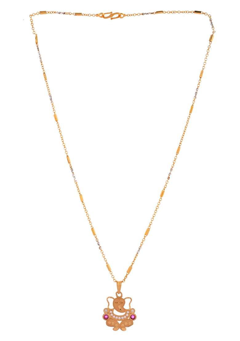 Traditional Gold And Tone Pendant Chain With Ruby Accents

 - Indya