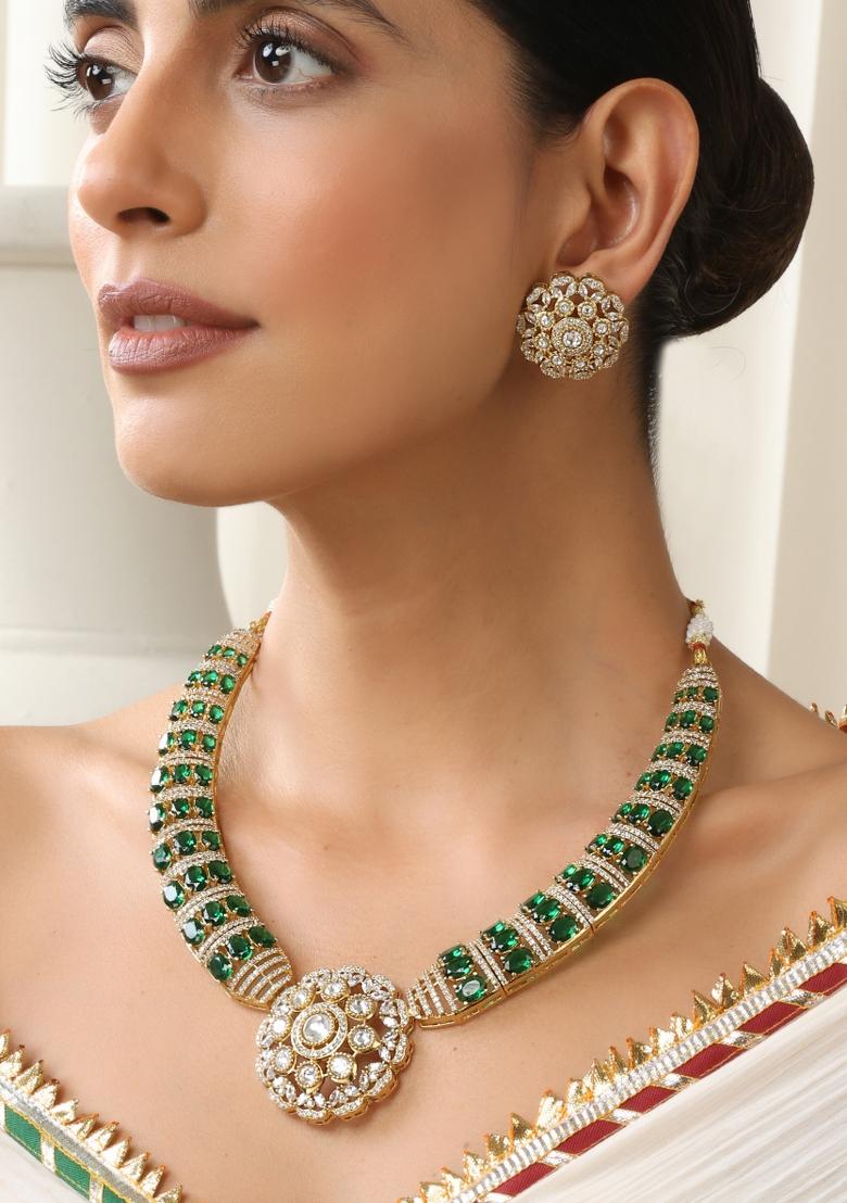 Green Polki Hasli Necklace Set