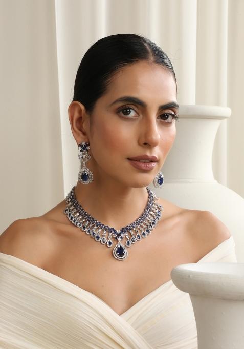 Blue Zirconia Necklace Set