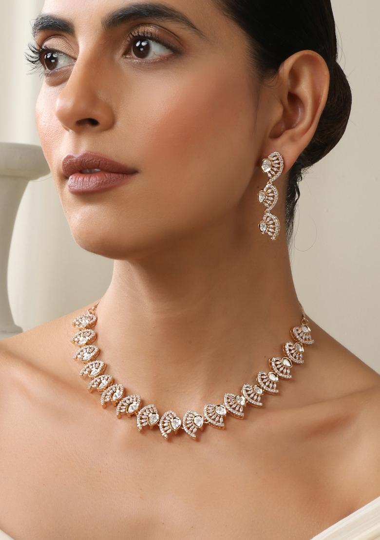 Rose Gold Polki Necklace Set