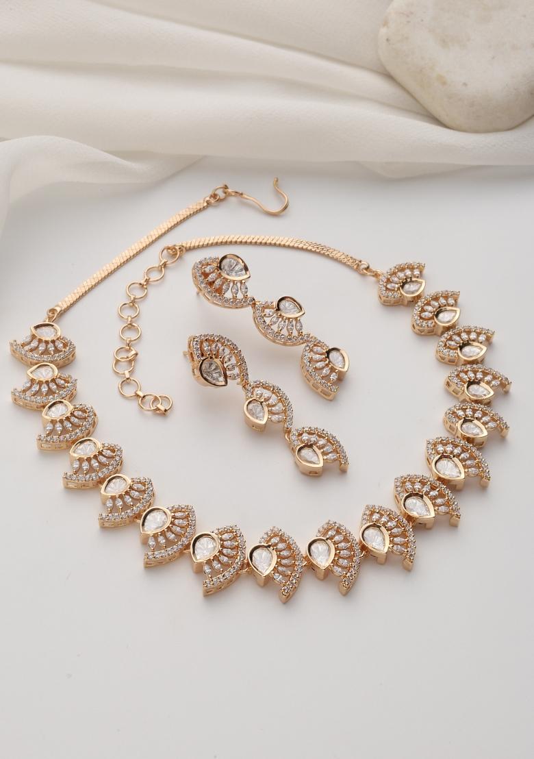 Rose Gold Polki Necklace Set