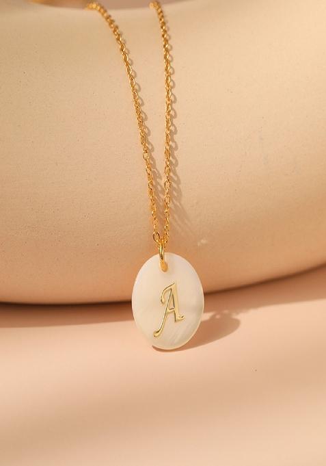 18K Gold Plated Waterproof Antitarnish Letter A Initial Pendant Necklace